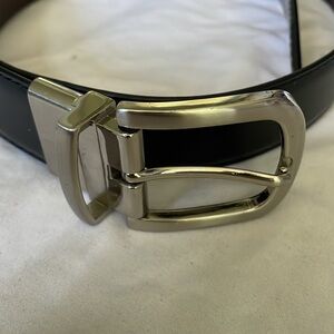 Boys reversible black/brown leather belt with heavy silver buckle